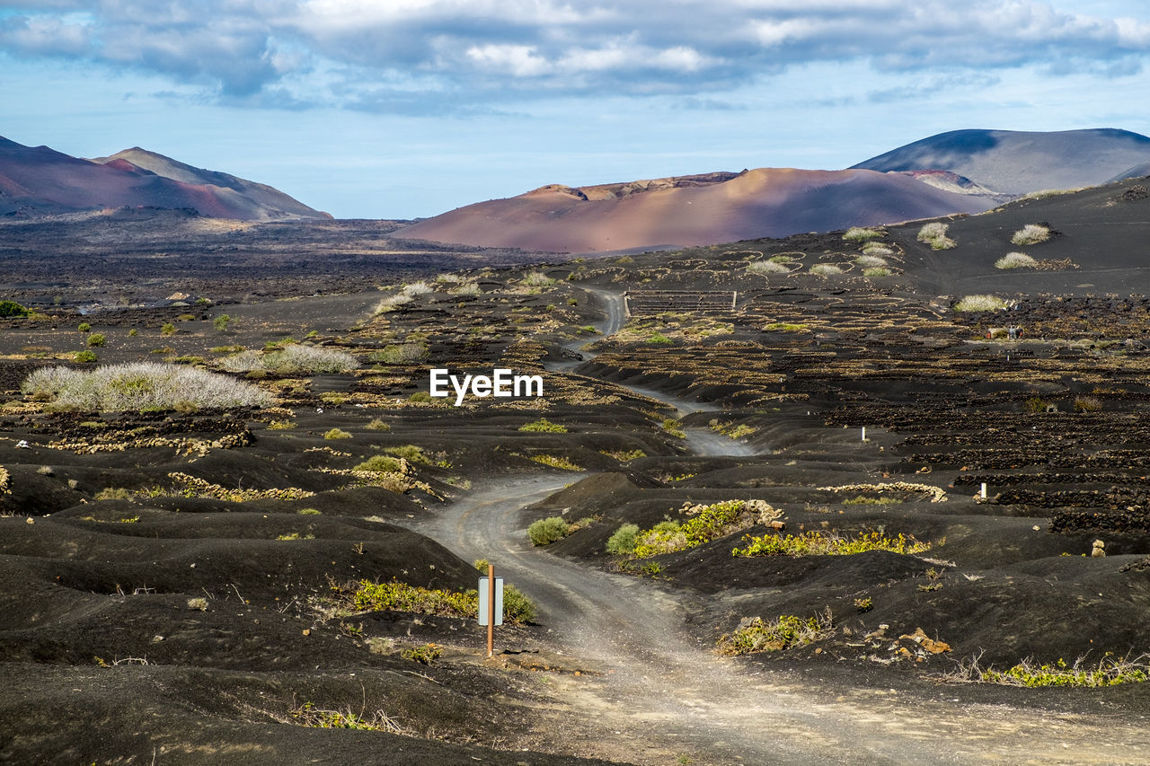 Mountains on barren landscape