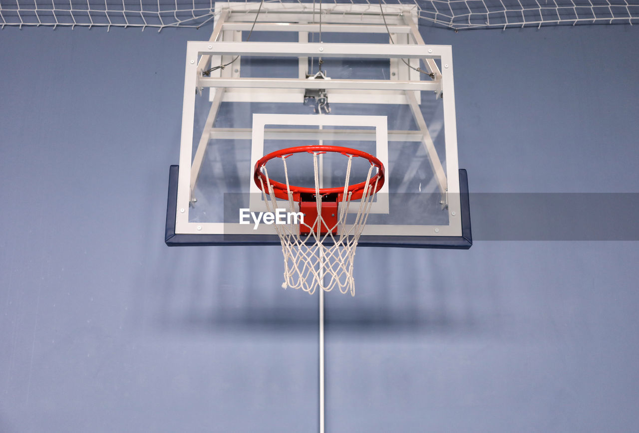 Low angle view of basketball hoop