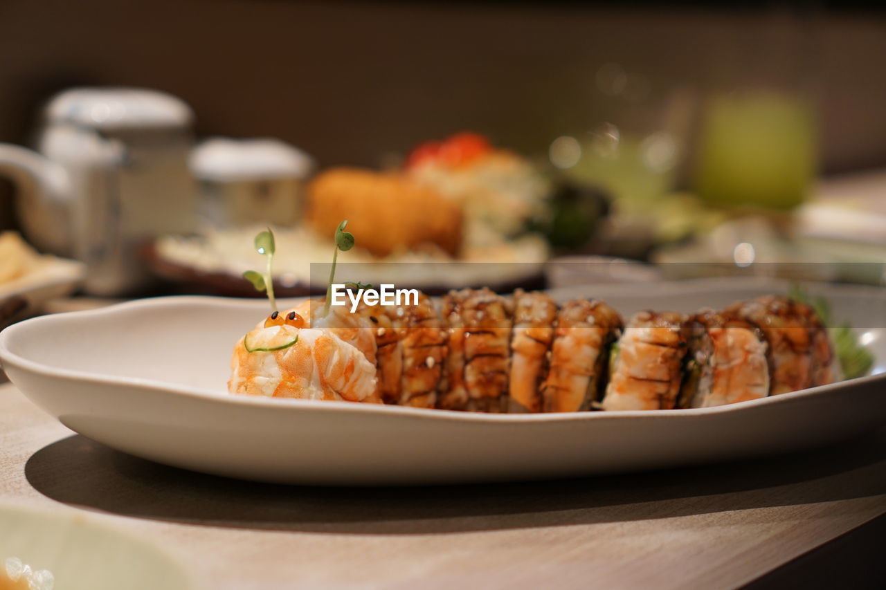 Close-up of food served in plate