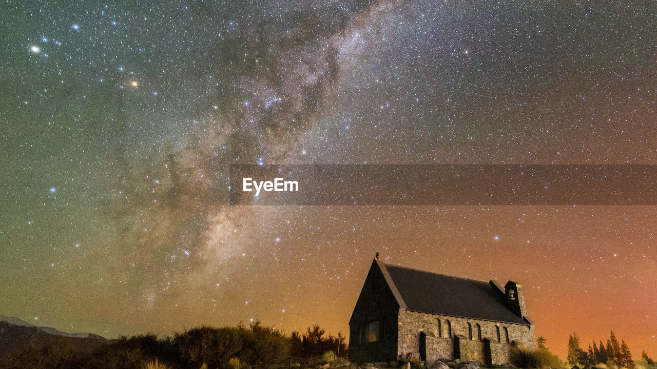 House against sky at night