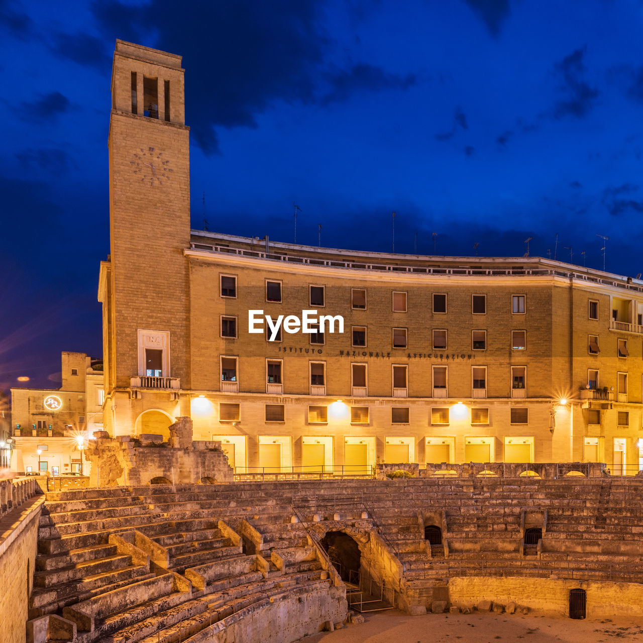 Night in lecce. capital of salento. baroque and ancient history of puglia