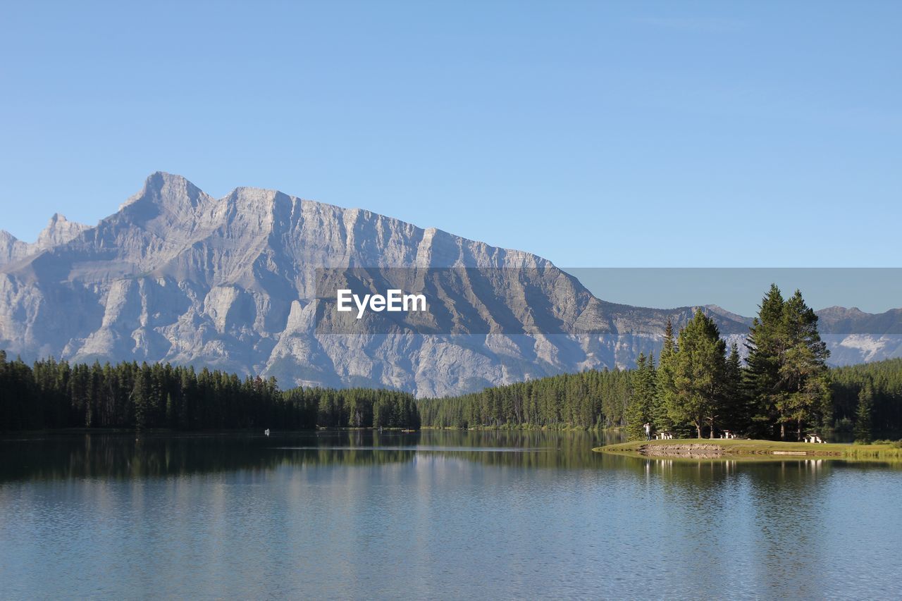 High angle view of calm lake