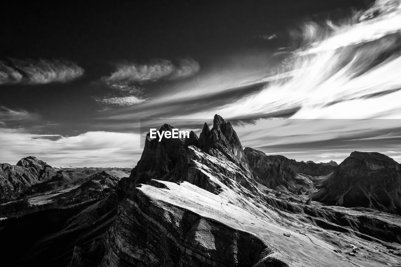 Scenic view of rocky mountains against sky