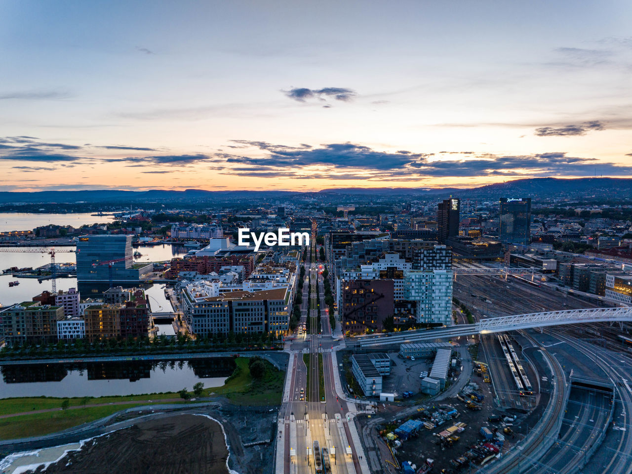 high angle view of cityscape against sky