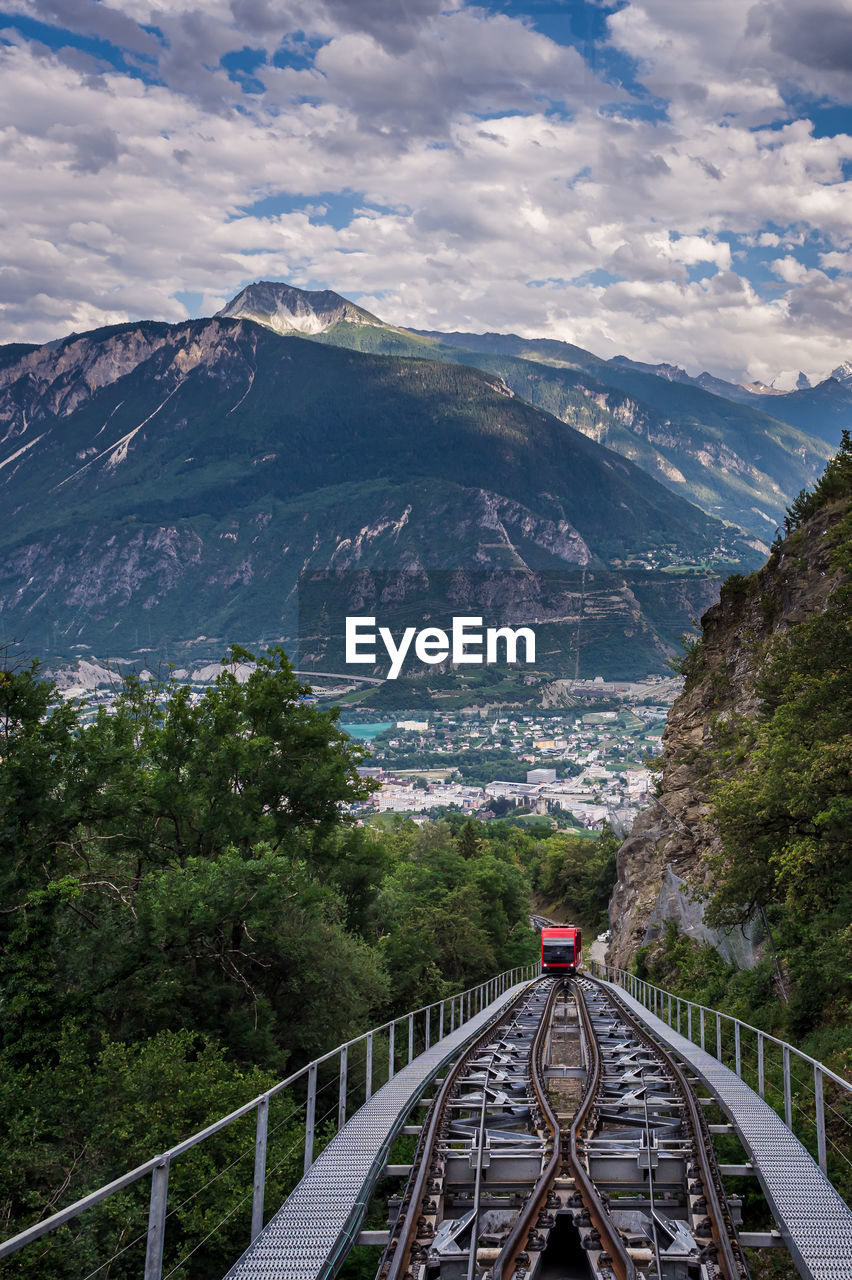 high angle view of bridge over mountains