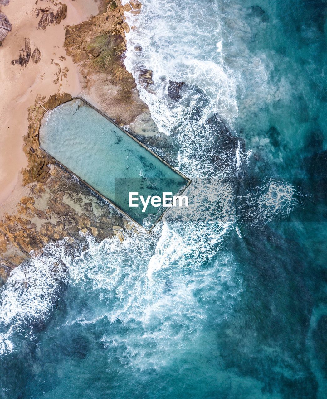 Drone view of sea waves