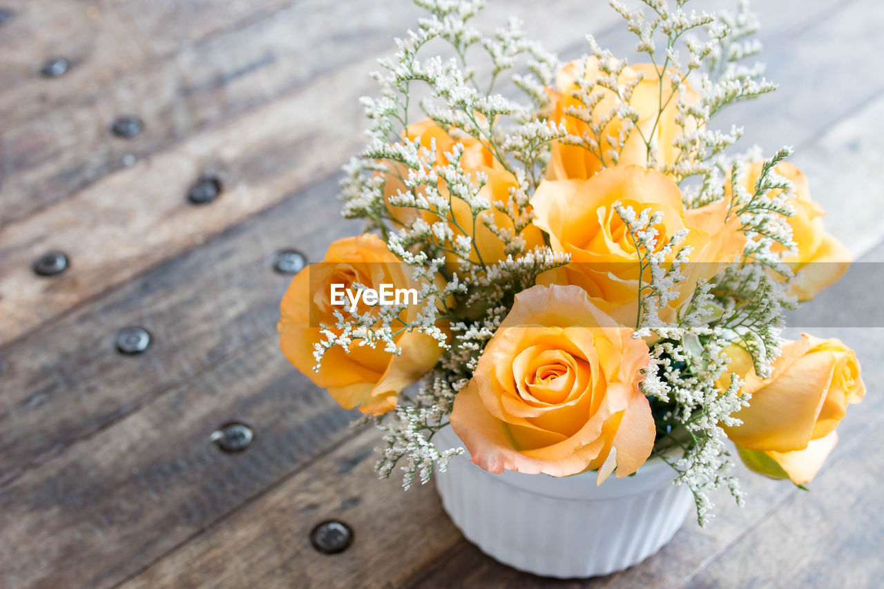 Close-up of flower bouquet on table