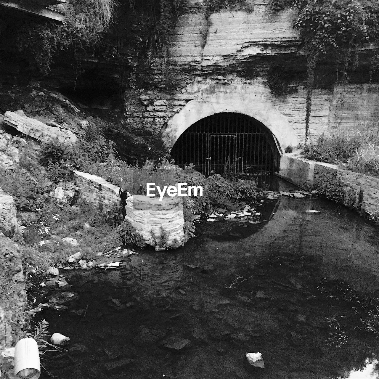 View of closed entrance to tunnel