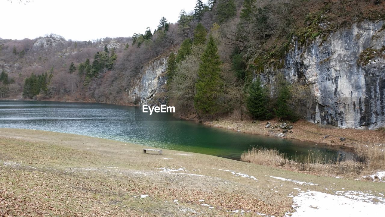 Scenic view of lake against sky