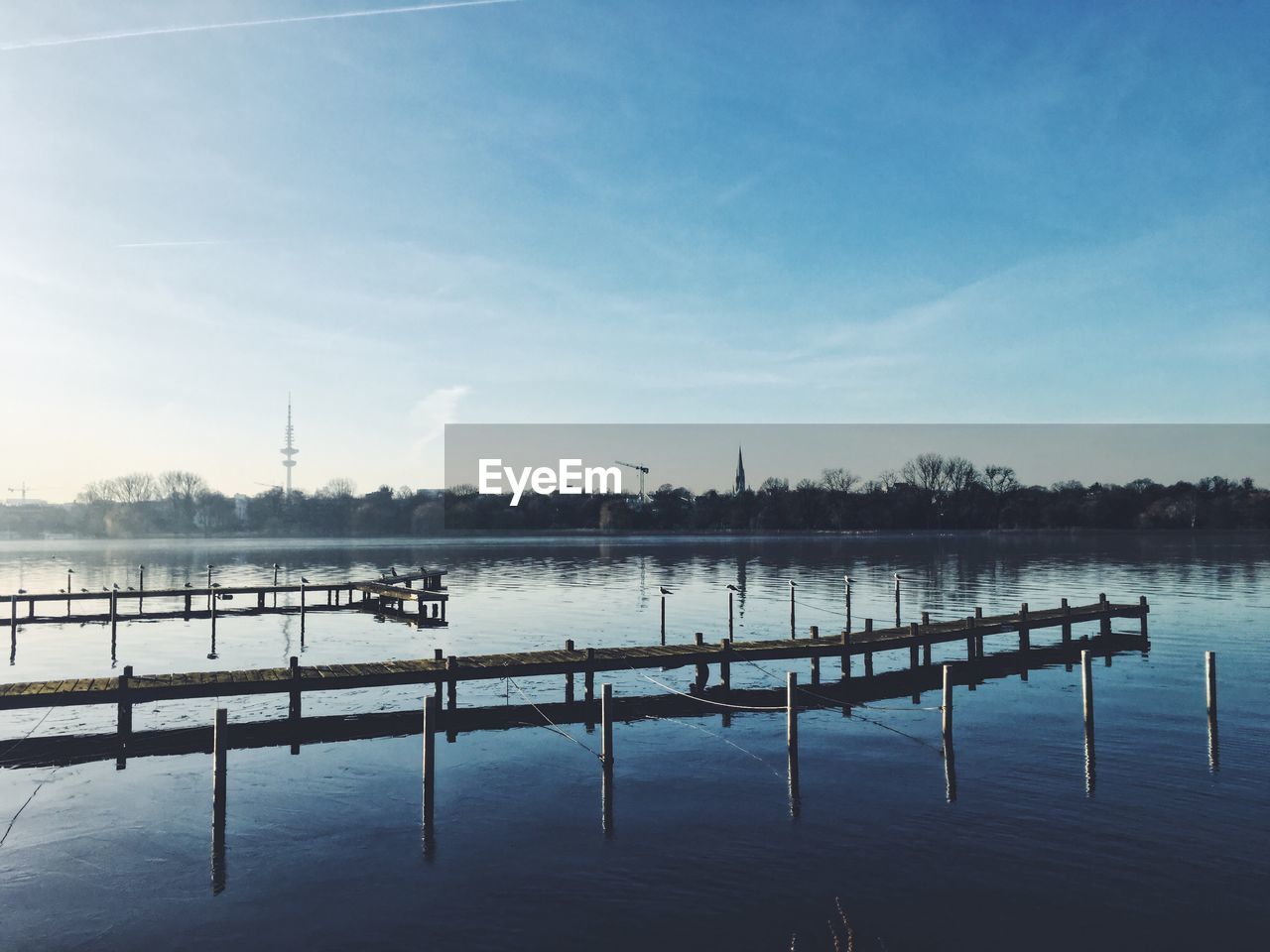 Scenic view of lake against sky