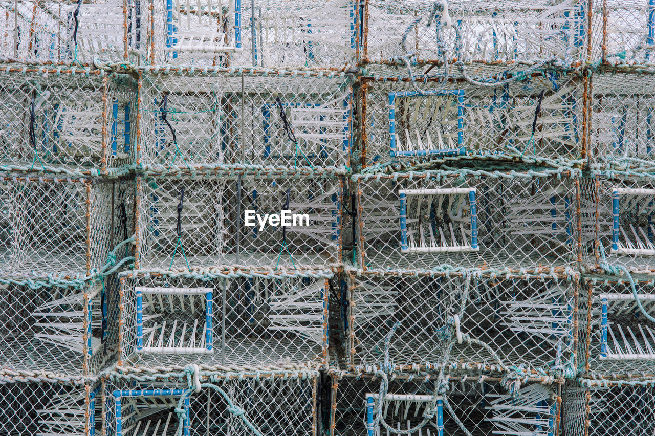 Full frame shot of crab pots