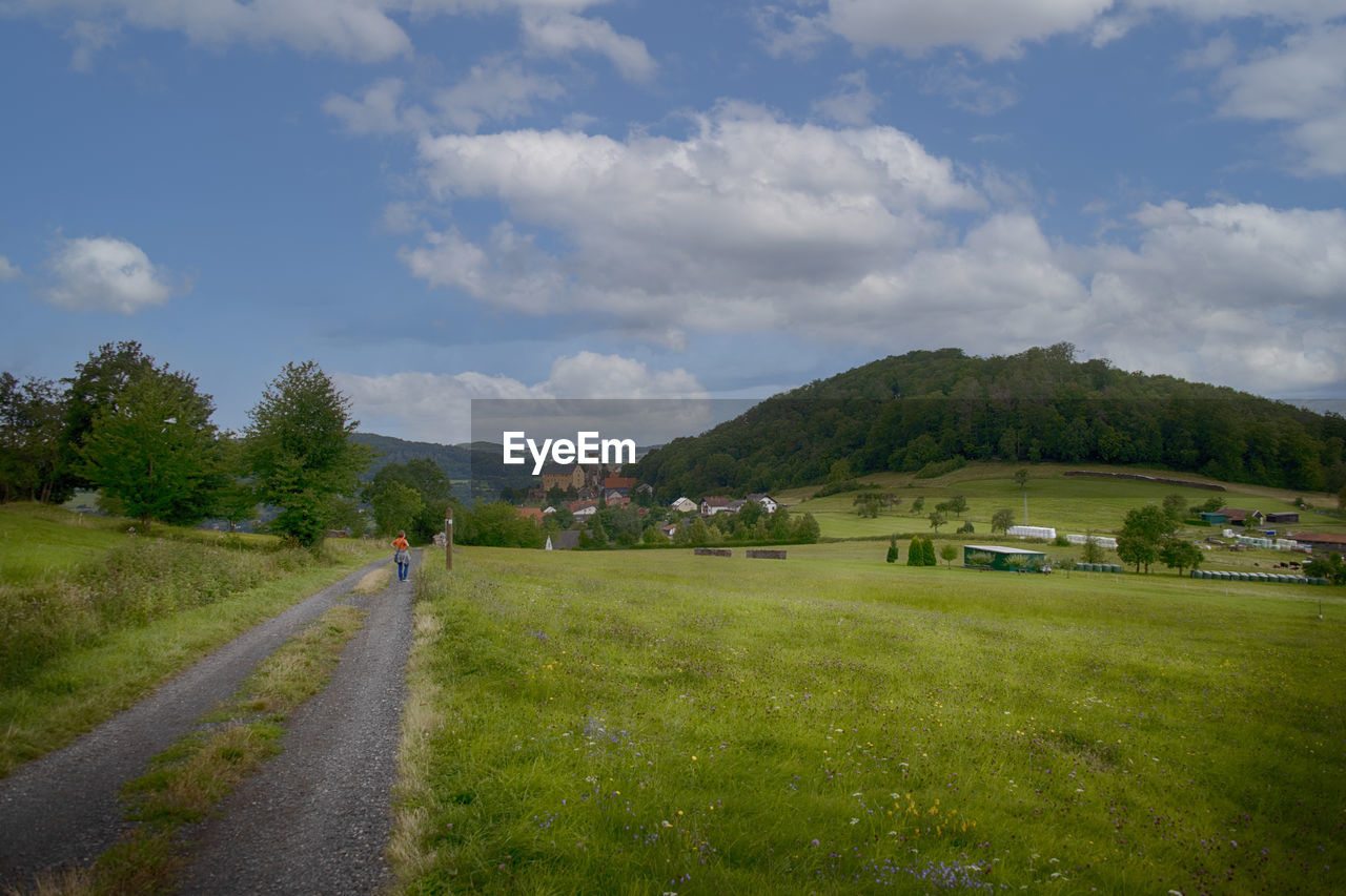 SCENIC VIEW OF LANDSCAPE AND MOUNTAINS AGAINST SKY