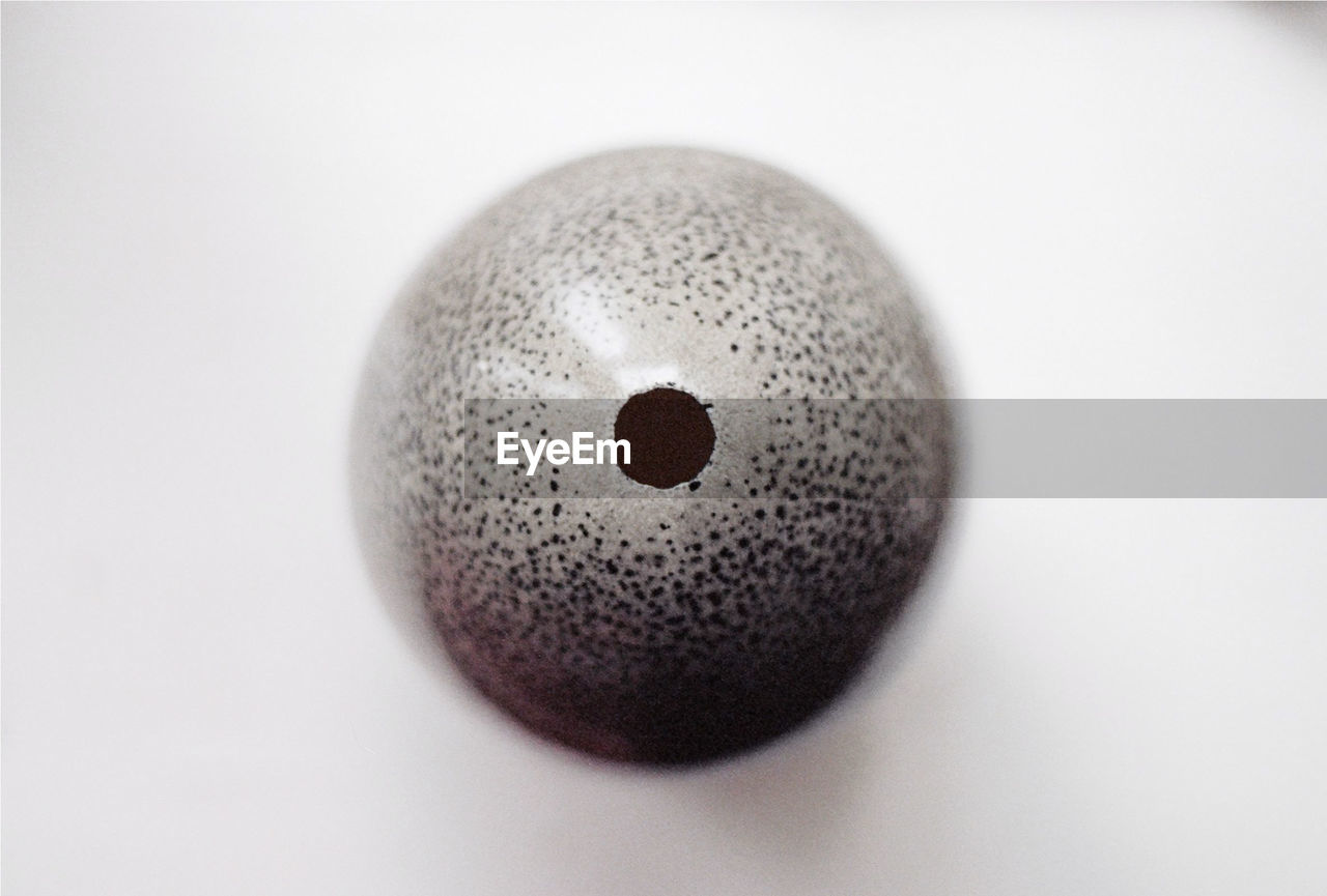 Directly above shot of ostrich egg against white background