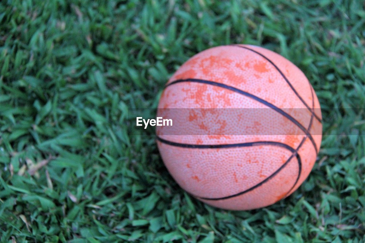 Close-up of basketball on field