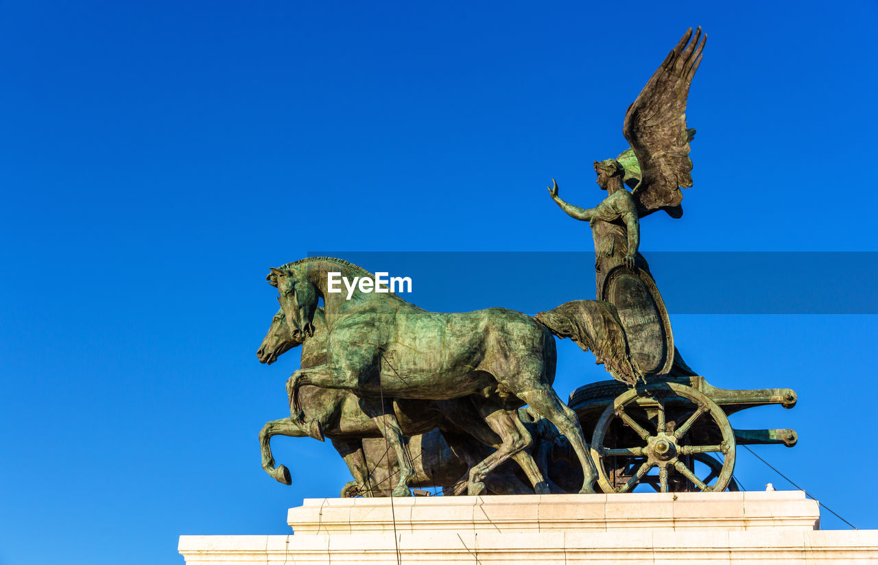 LOW ANGLE VIEW OF ANGEL STATUE AGAINST CLEAR BLUE SKY