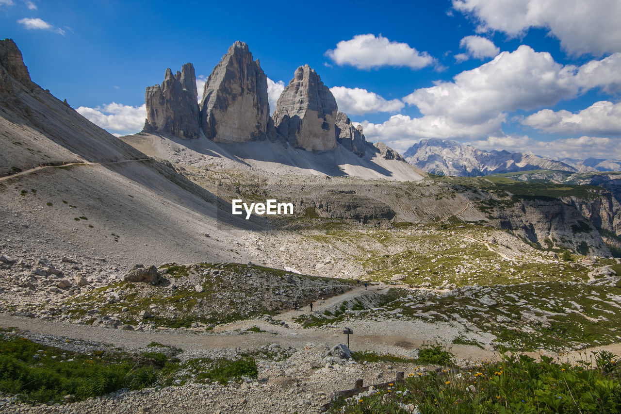 World famous peaks of tre cime di lavaredo national park, unesco world heritage site in dolomites