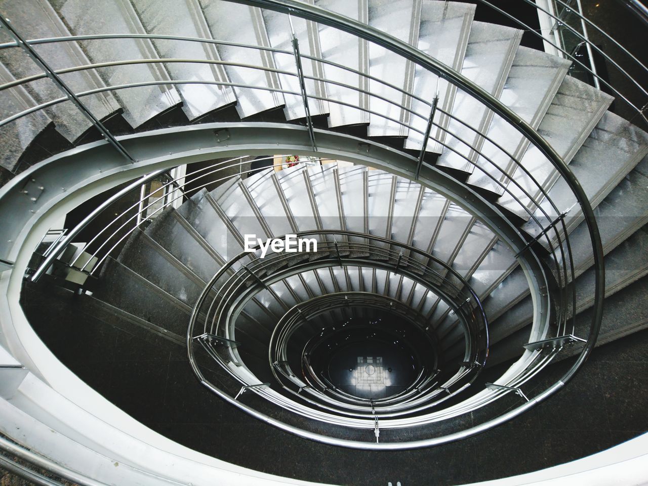 High angle view of spiral staircase