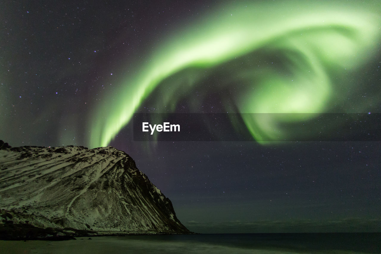 Scenic view of aurora borealis at night