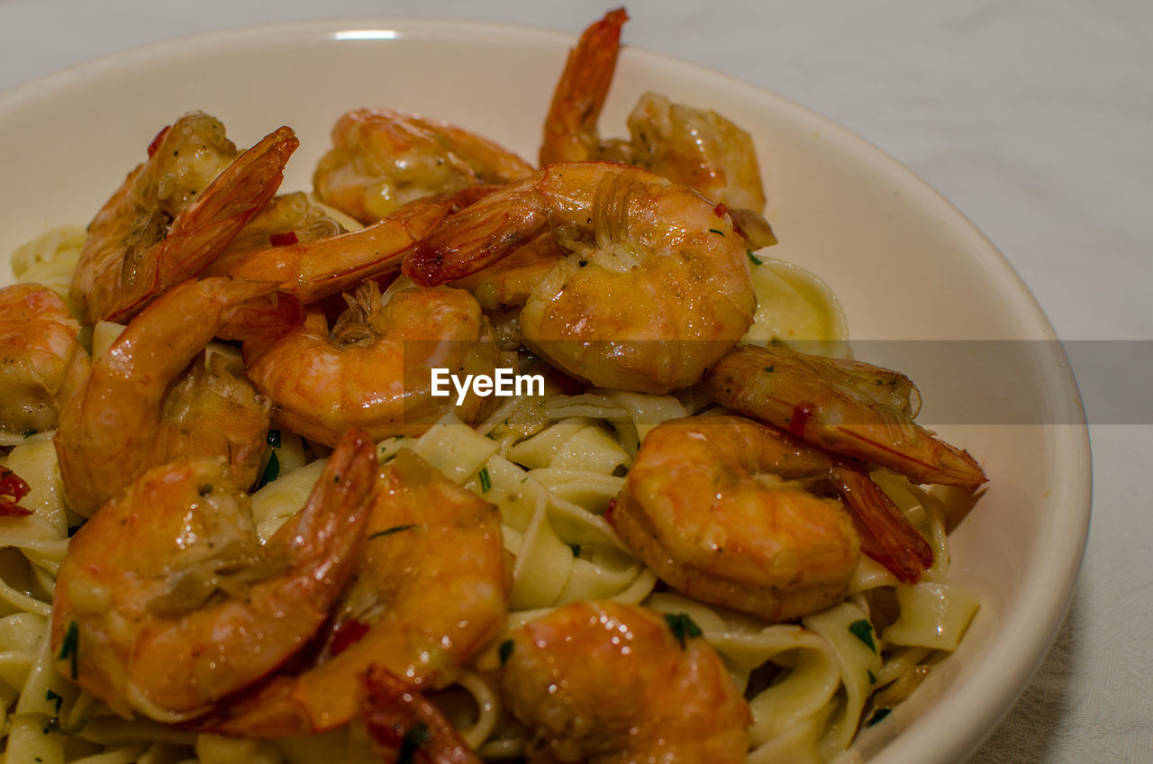 Tagliatelle with grilled shrimps 