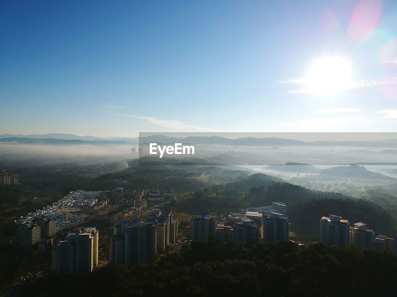 Aerial view of cityscape against sky