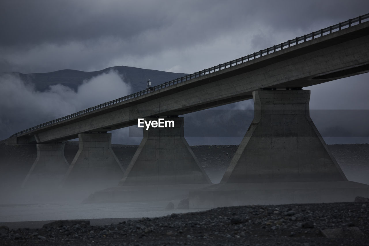 Concrete bridge pillars over skeiðarársandur sander area in iceland