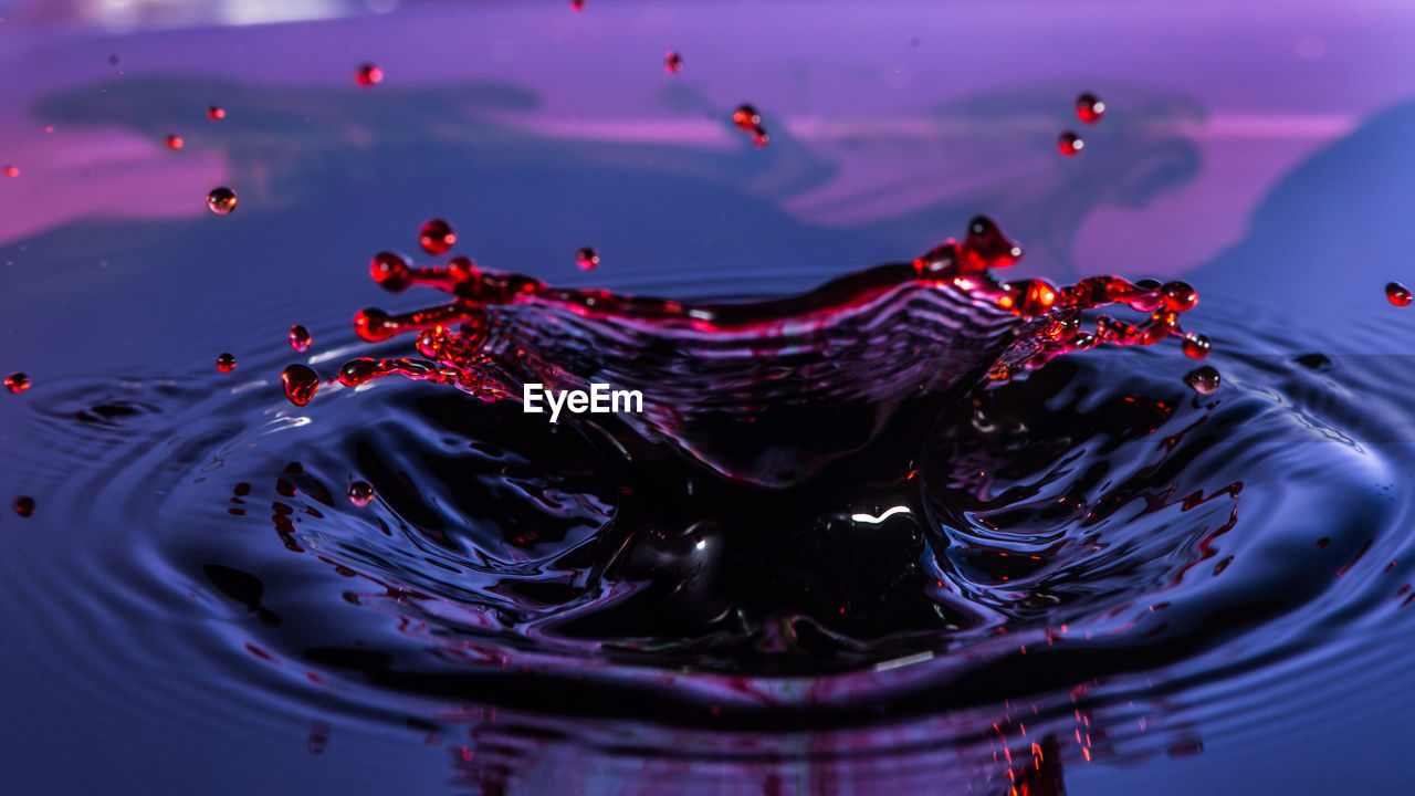 High angle close-up of water drops