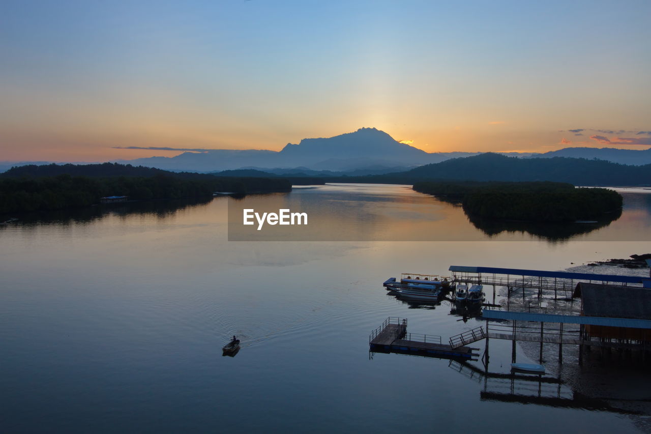 SCENIC VIEW OF LAKE DURING SUNSET