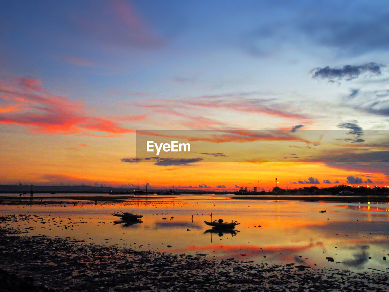 Dramatic sky over calm sea