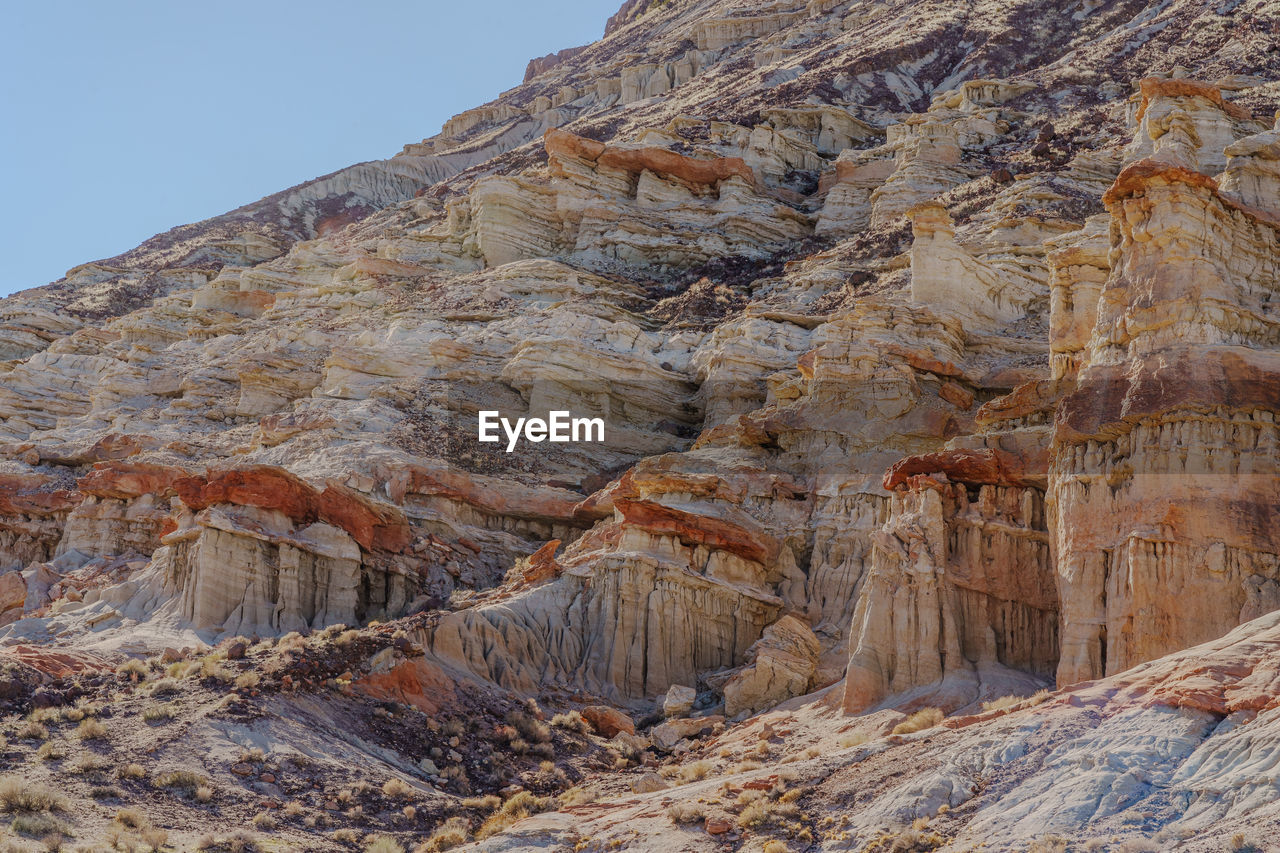 Low angle view of rock formations