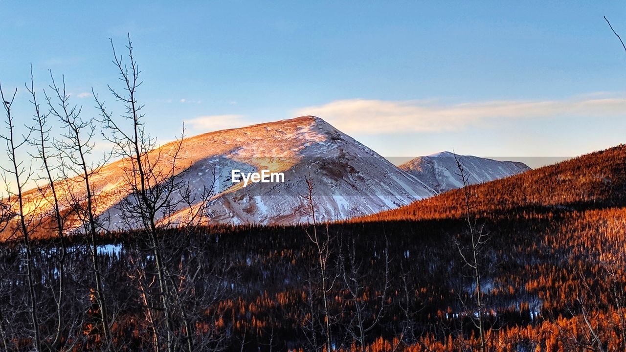 SNOW COVERED LANDSCAPE AGAINST SKY