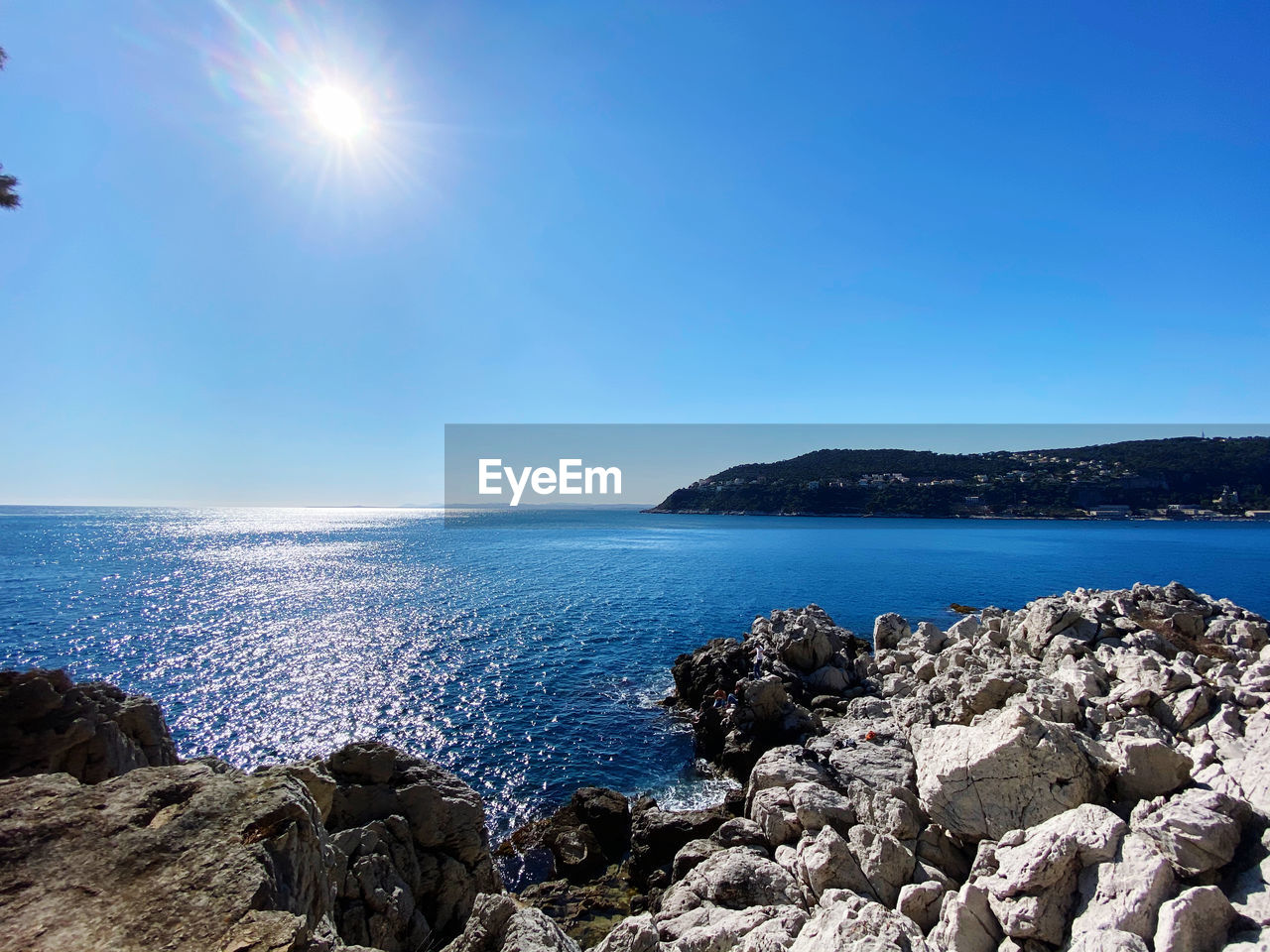 Scenic view of sea against clear sky