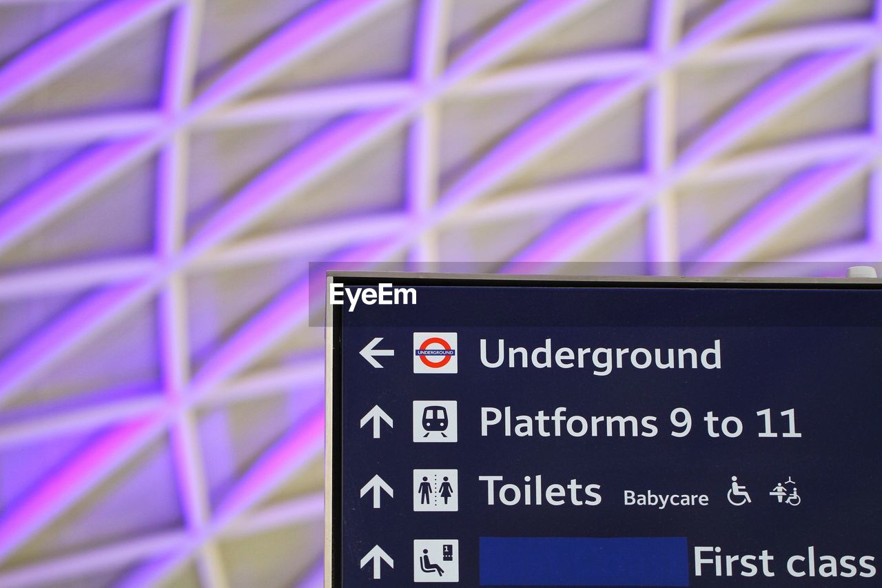 Information signs at kings cross station