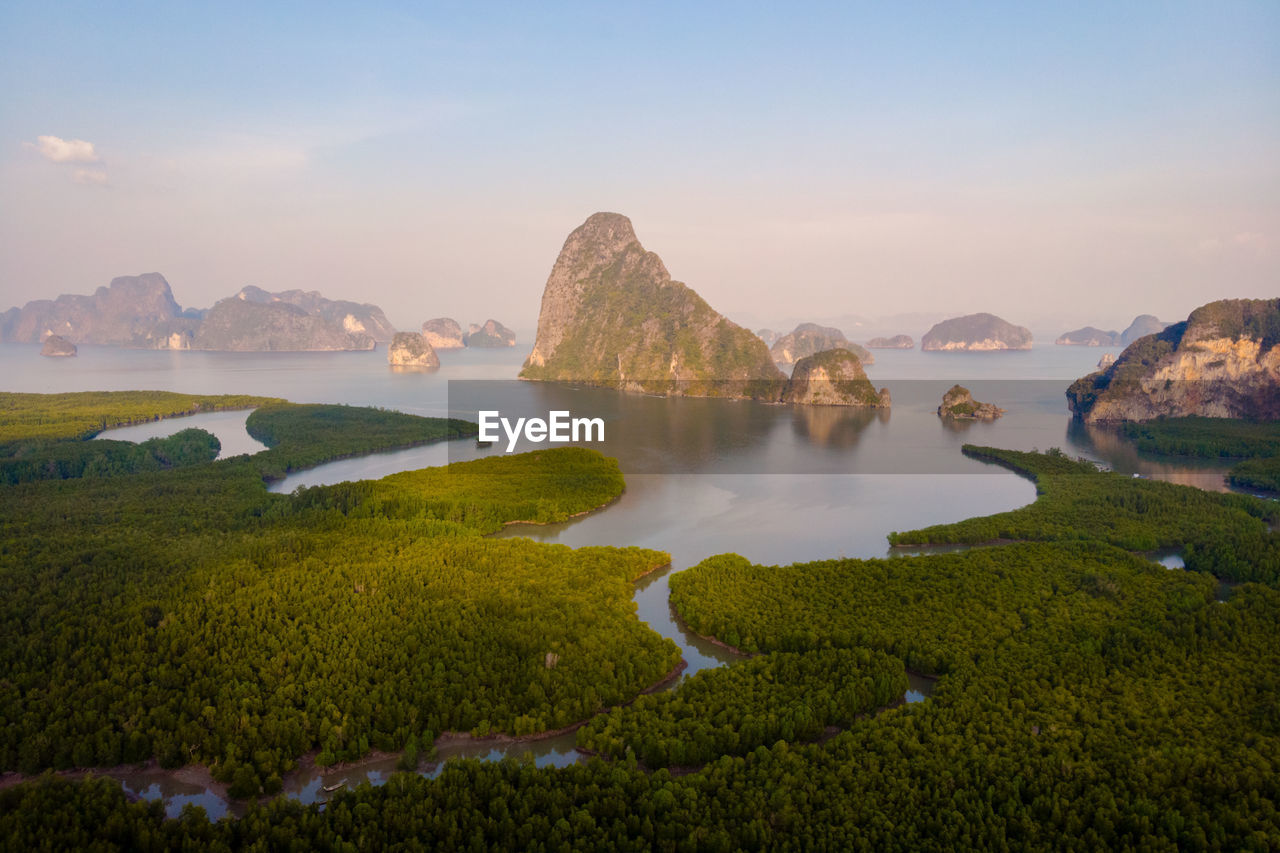 scenic view of sea against clear sky