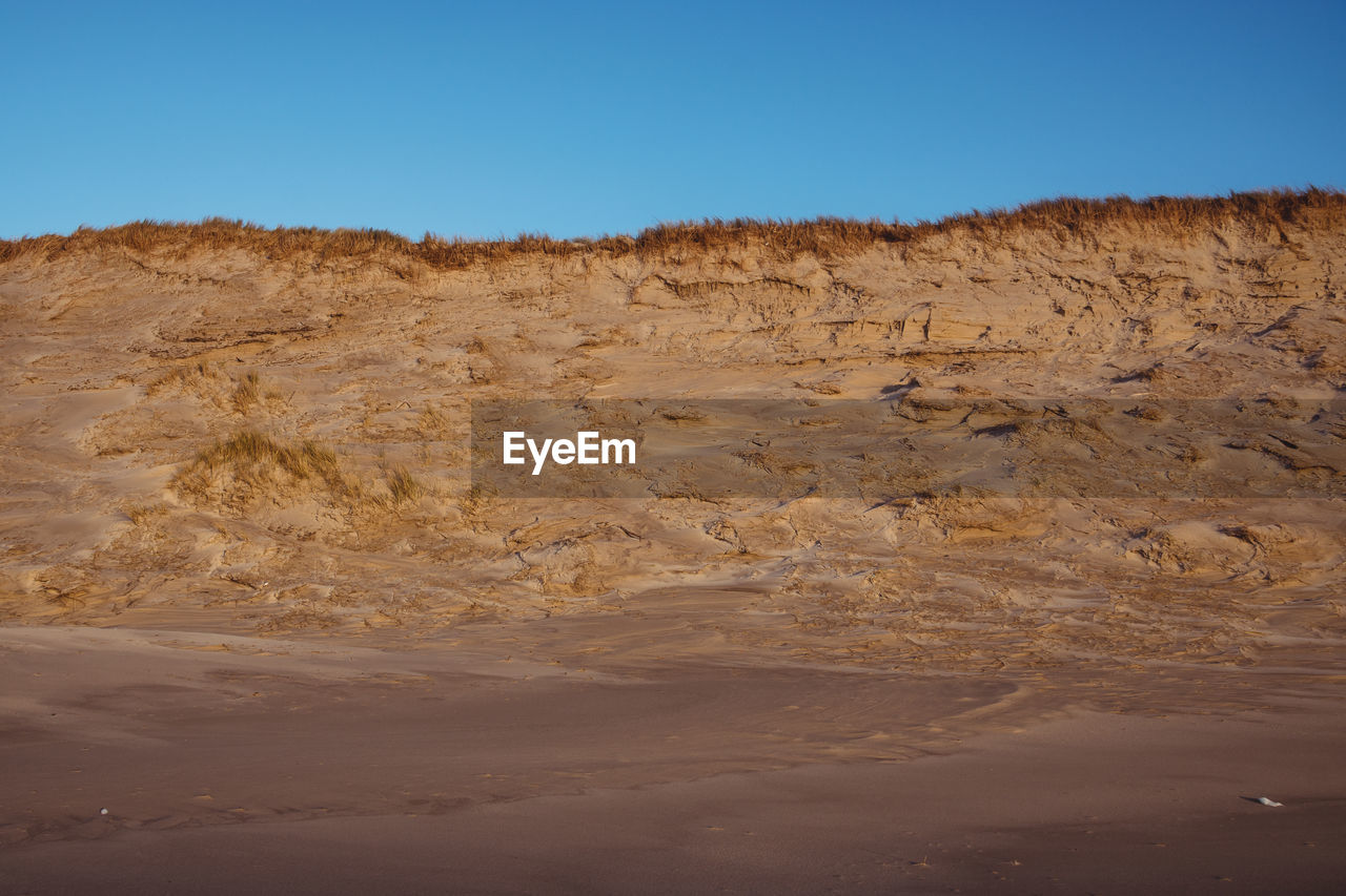 Close-up of arid landscape against clear sky