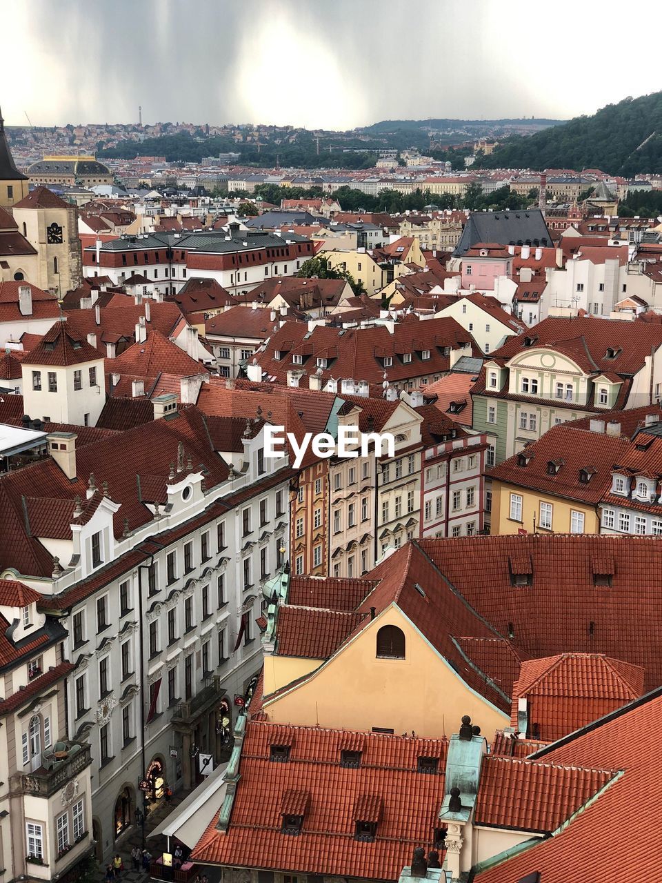 High angle view of townscape against sky