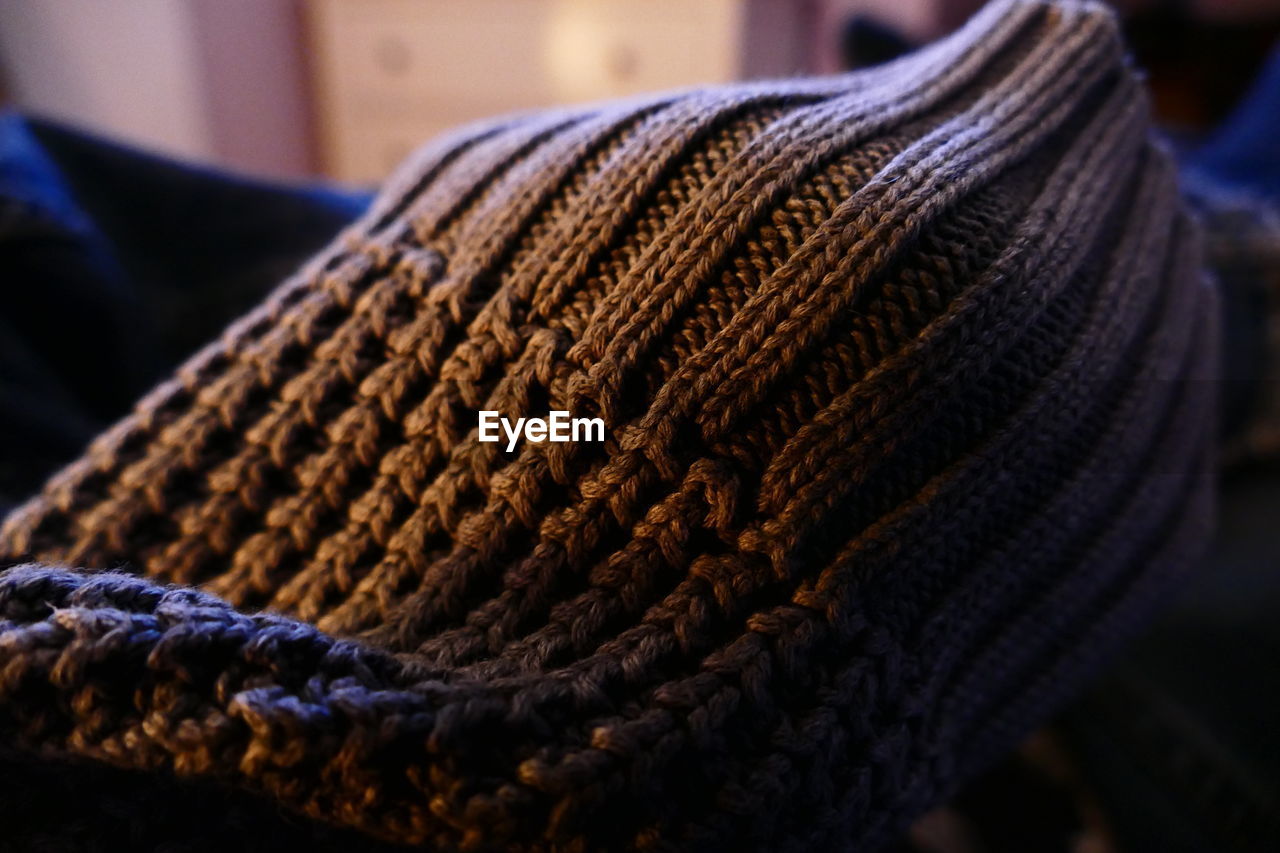 Close-up of woolen sweater sleeve