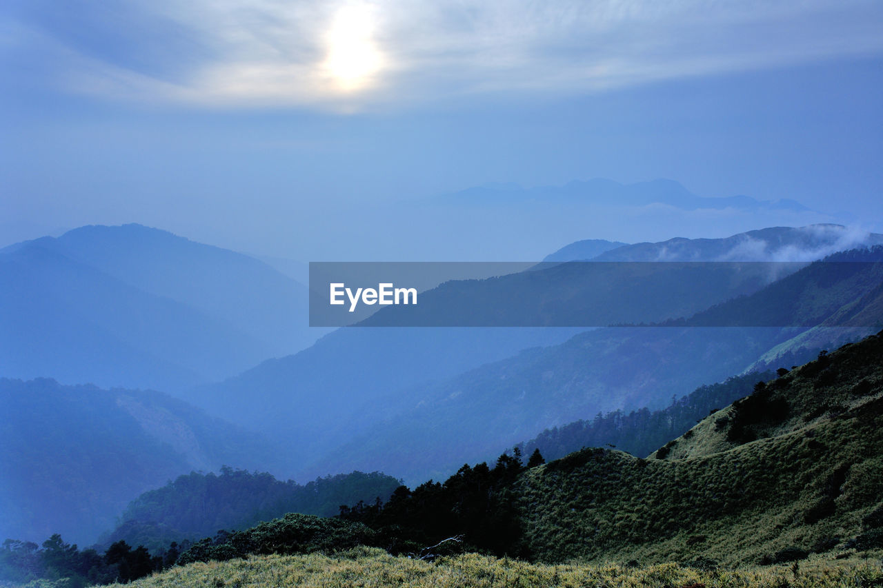 Scenic view of mountains against sky