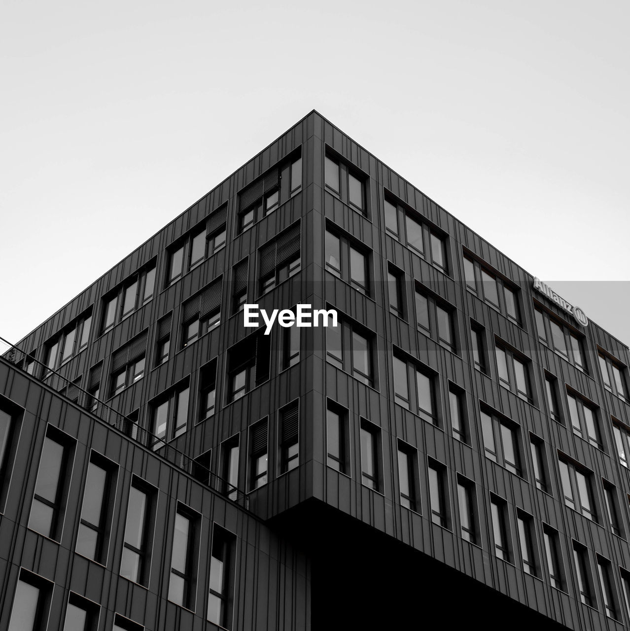 Low angle view of modern building against clear sky