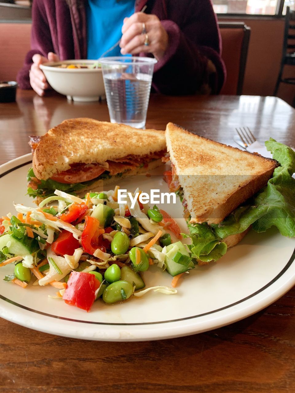 Blt sandwich with edamame salad on the side