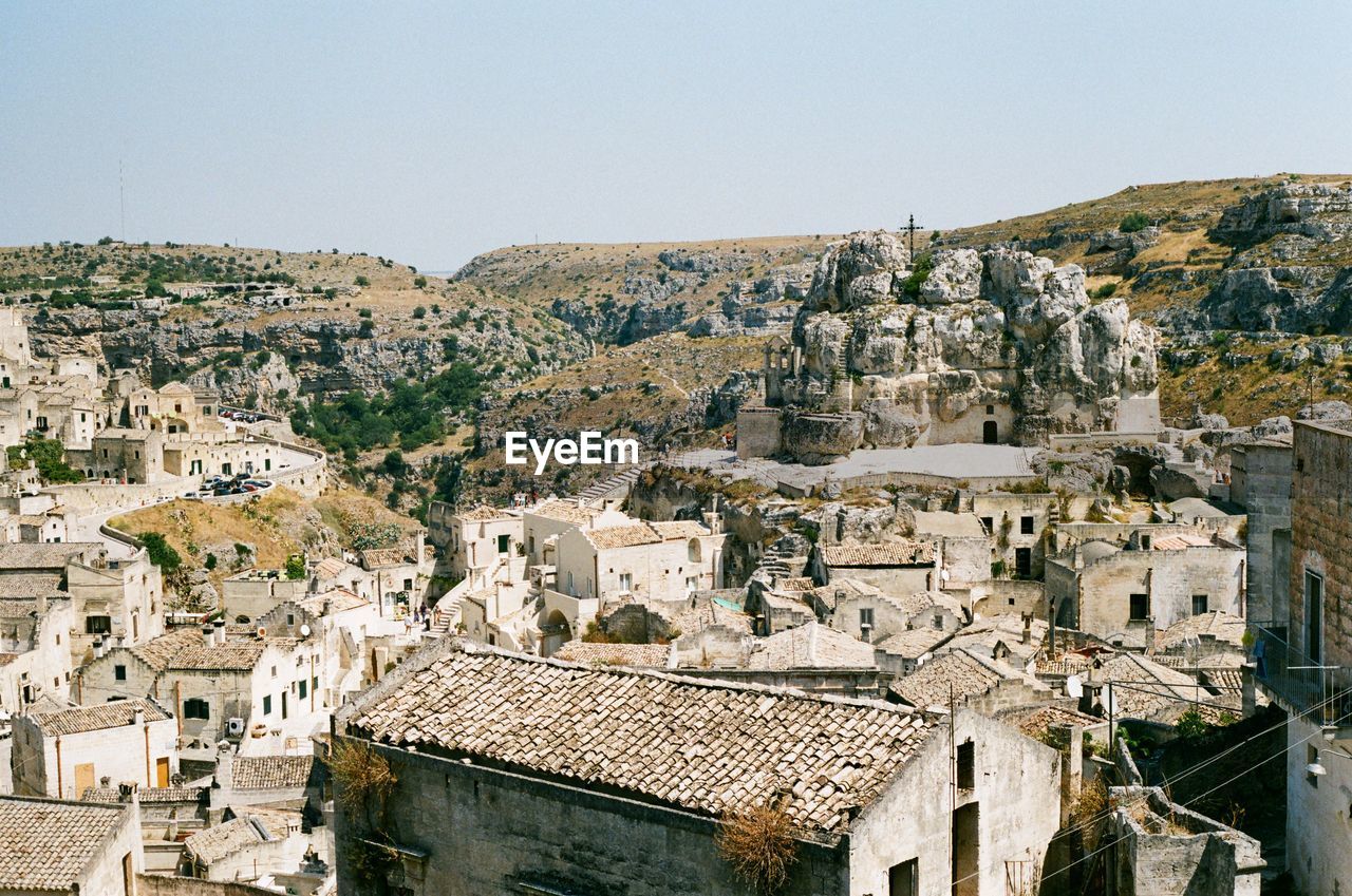 View of town against clear sky