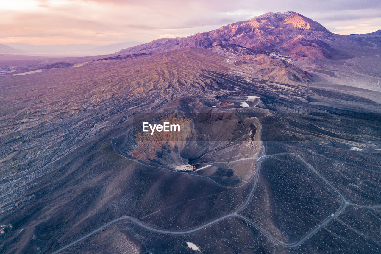 Sunrise in ubehebe crater. death valley, california. beautiful morning colors