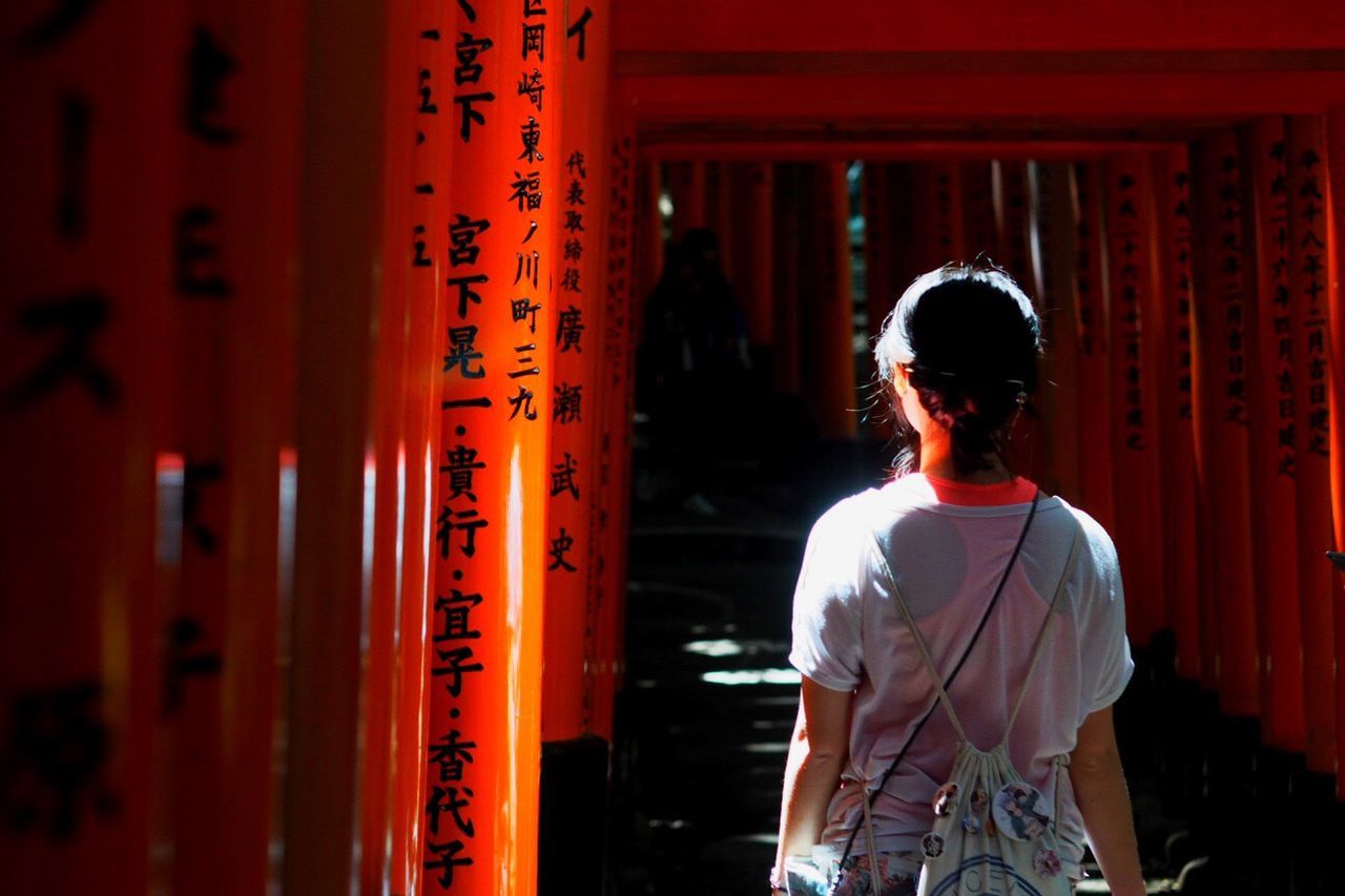 Rear view of women standing near fushimi ward