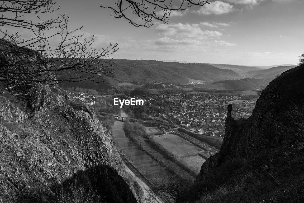 High angle view of landscape against sky