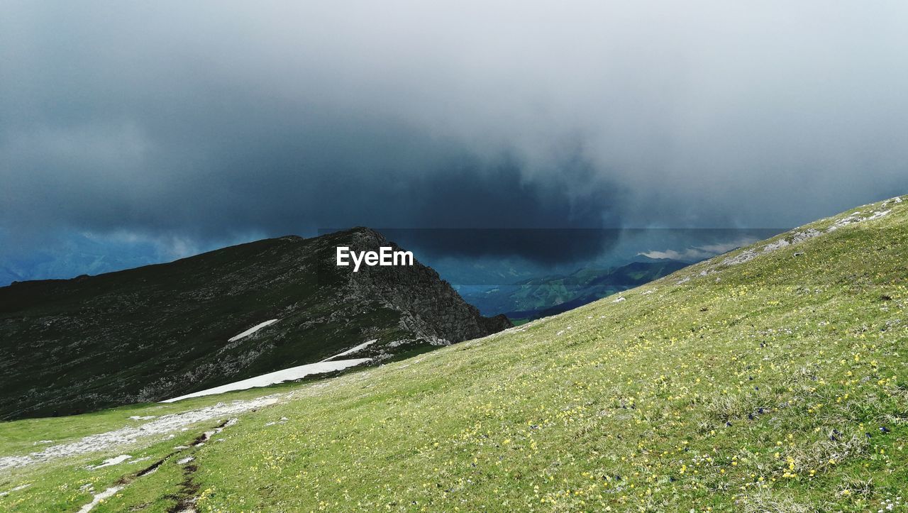 Scenic view of mountains against sky