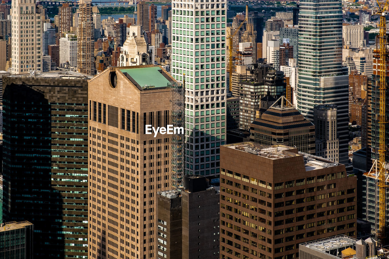 High angle view of buildings in city