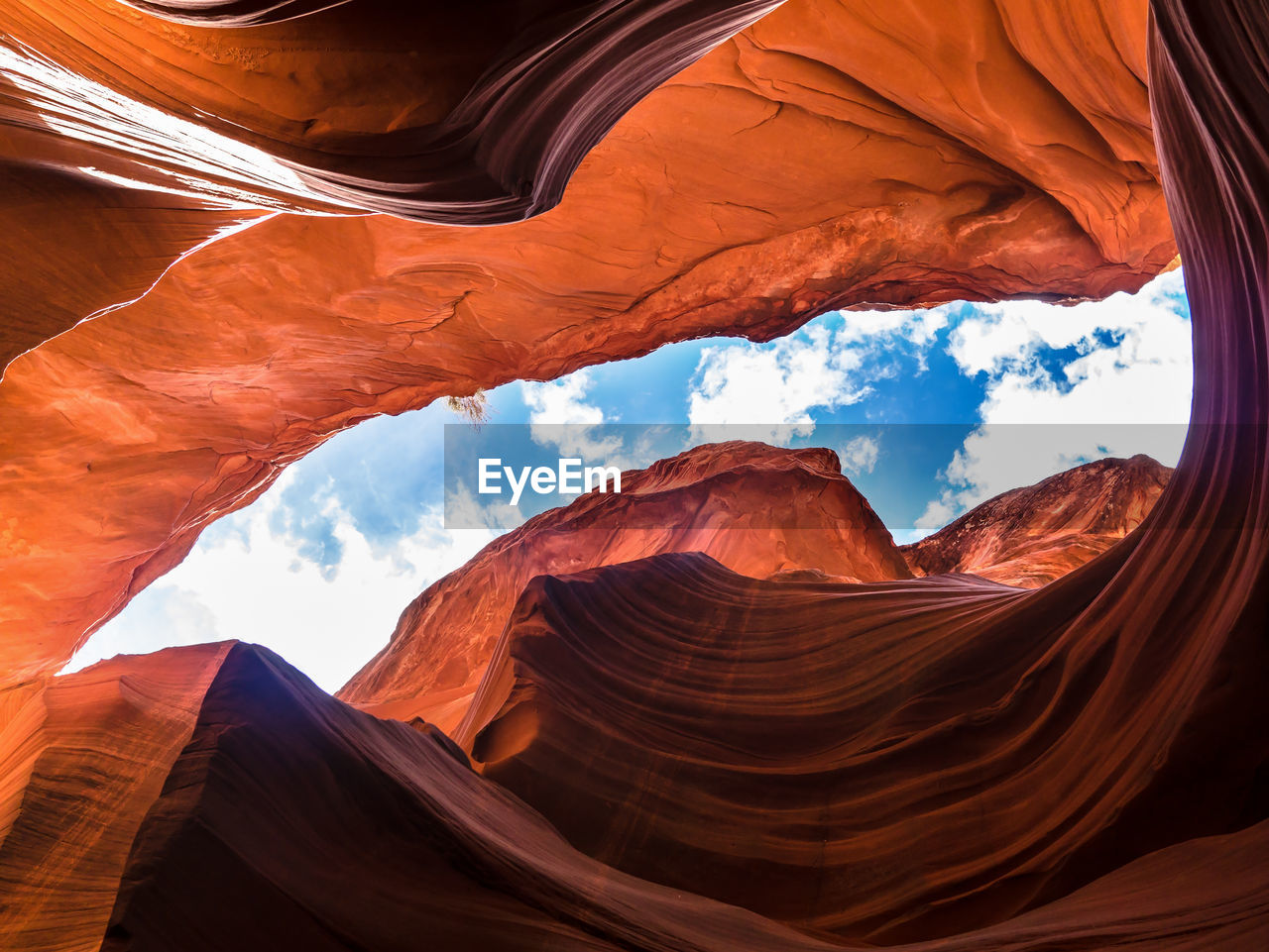 Low angle view of rock formations