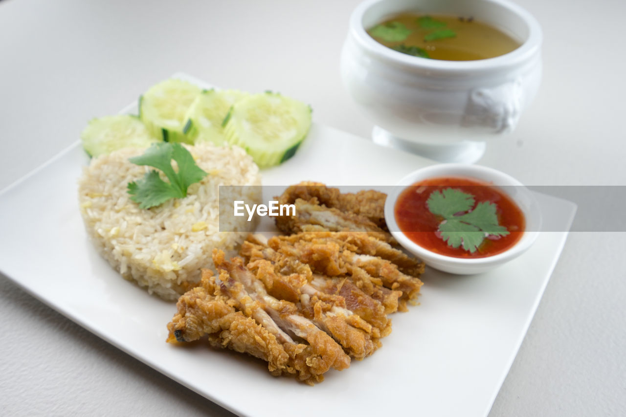 HIGH ANGLE VIEW OF BREAKFAST ON TABLE