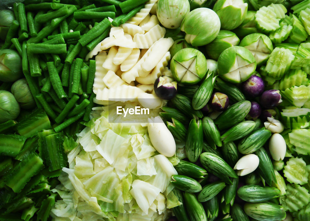 Full frame shot of chopped vegetables