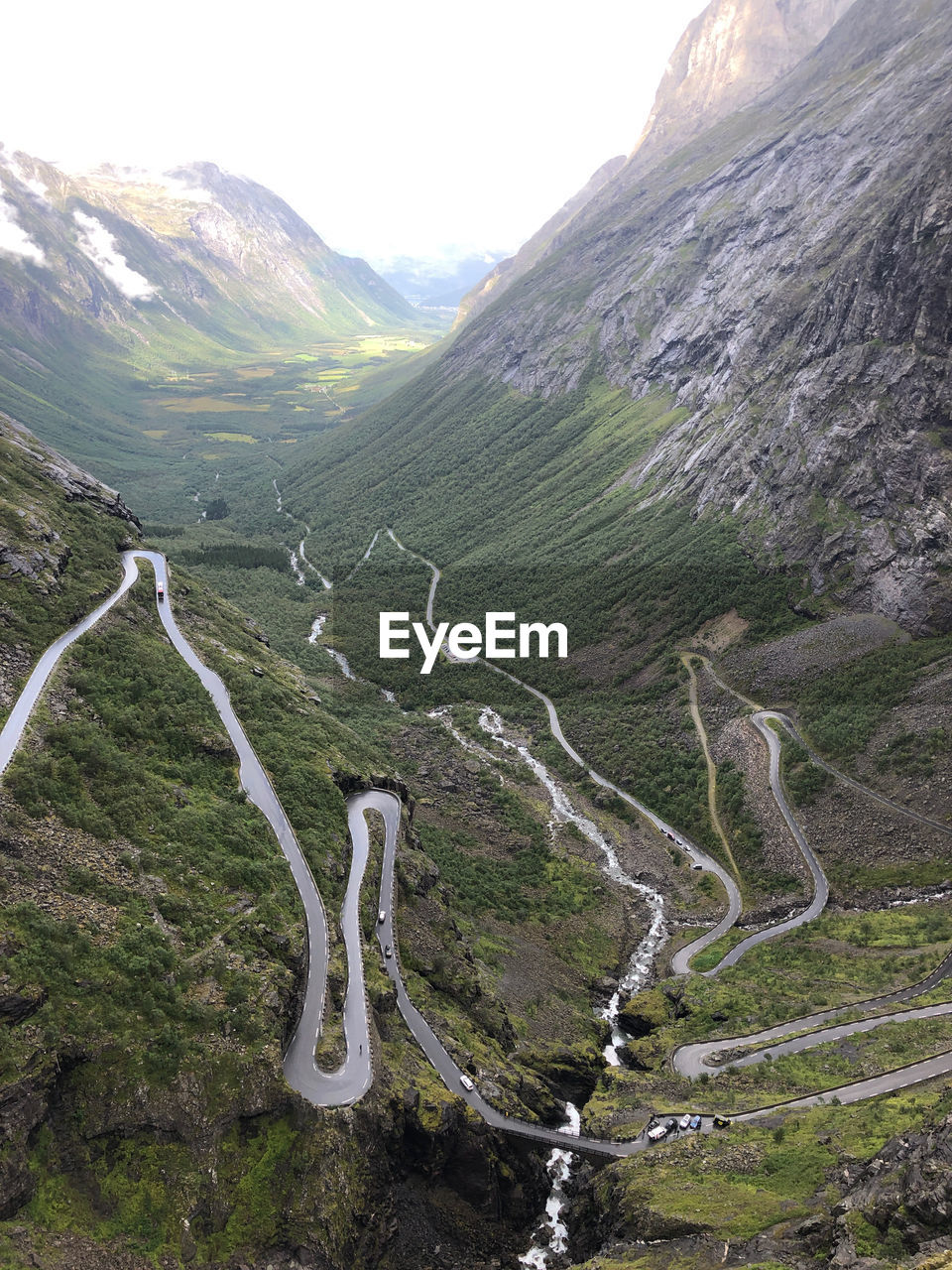 High angle view of road passing through mountains