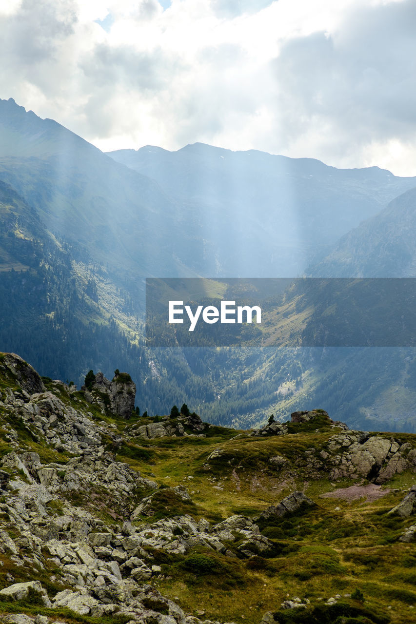 Scenic view of mountains against sky